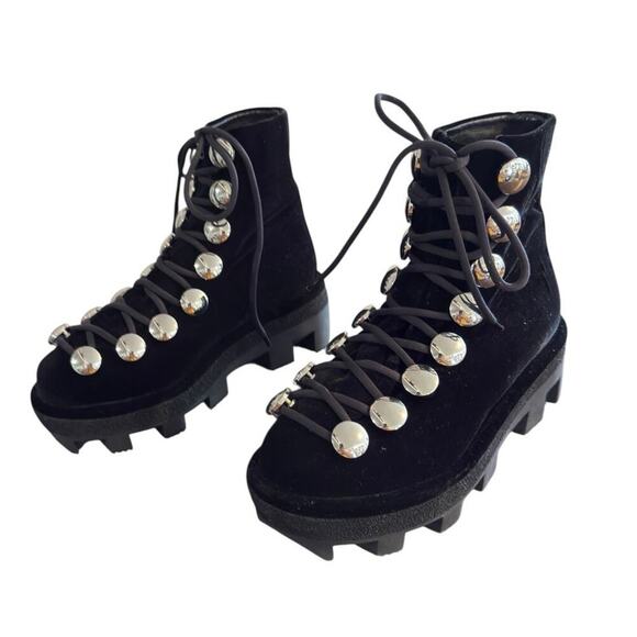 Alexander Wang Sam Lace-up Hook Platform Bootie in Black tone Women's Size 37 - Picture 1 of 11